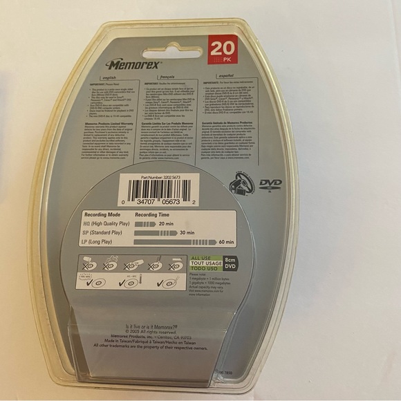 Memorex 20 pack mini DVD-R for dvd camcorder or PC Preowned never opened. - Picture 4 of 7
